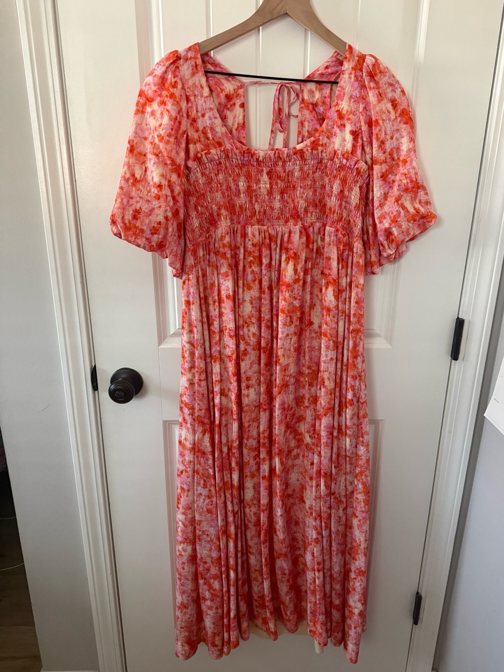 Anthropologie Pink and Orange Floral Maxi Dress